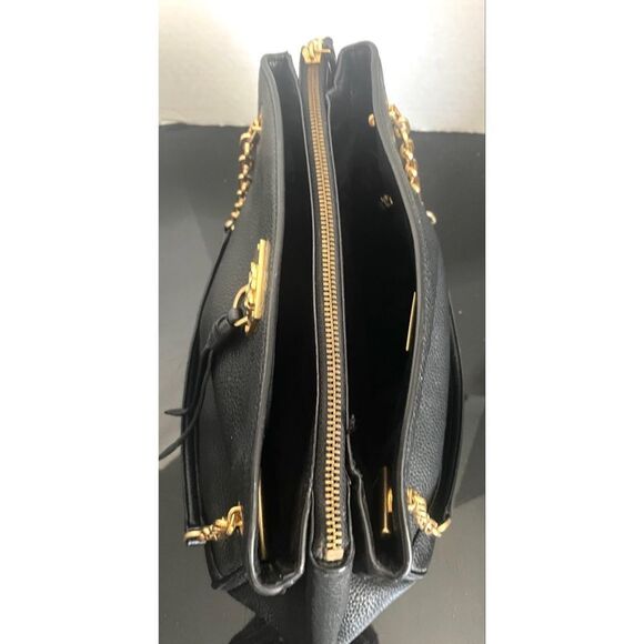 Tory Burch Medium Shoulder Chain Bag Black Leather Handbag with Gold Accents - Picture 12 of 14